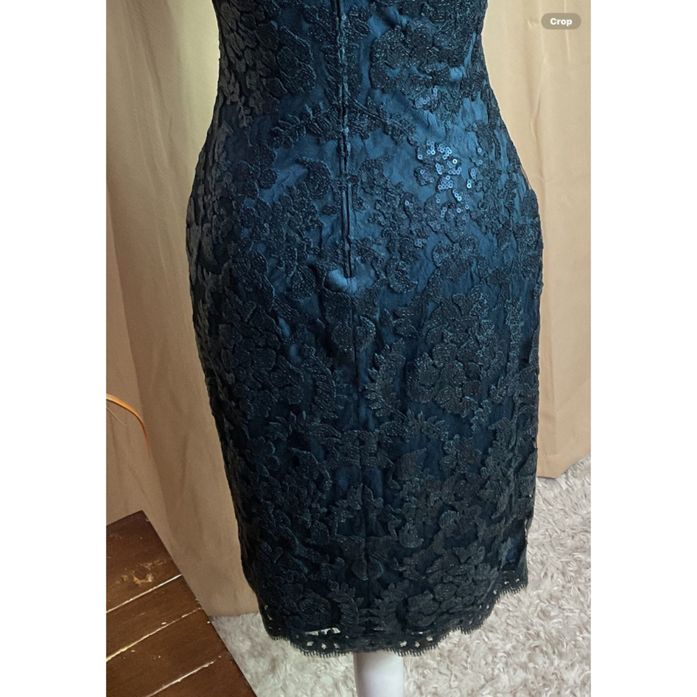 Tadashi Shoji Lace V Neck Cap Sleeve Dress Size 4 - Picture 8 of 11